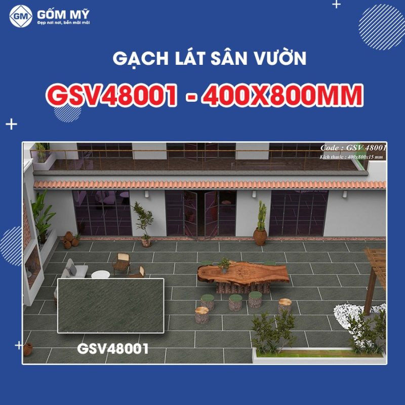 Gạch lát sân vườn 40x80 cm Gốm Mỹ 