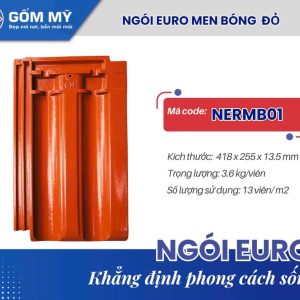 Ngói Euro Men Bóng Đỏ Gốm Mỹ - NERMB01