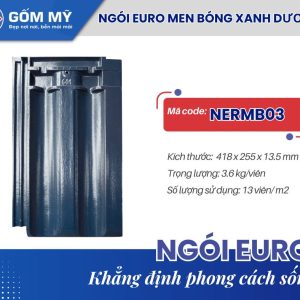 Ngói Euro Men Bóng Xanh Dương Gốm Mỹ NERMB03