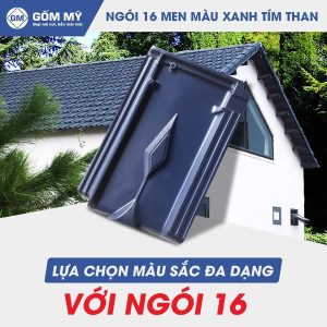 Ngói 16 Gốm Mỹ Men Màu Xanh Tím Than